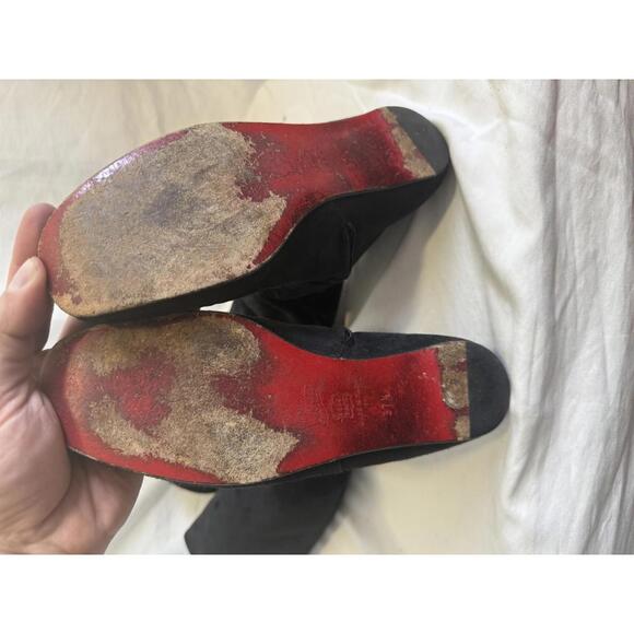 Christian Louboutin Black Suede Knee-High Boots Size 37.5 - Picture 5 of 6